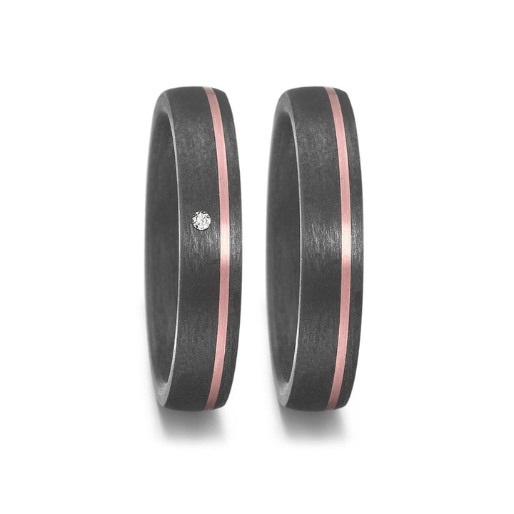 Ehe - Partnerringe aus Titan und Carbon mit Diamant ink. Gravur | AB 3934