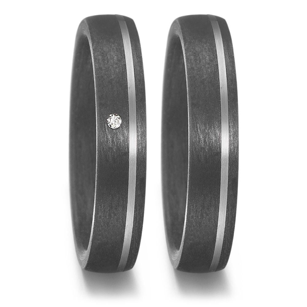 Ehe - Partnerringe aus Titan und Carbon mit Diamant ink. Gravur | AB 3936