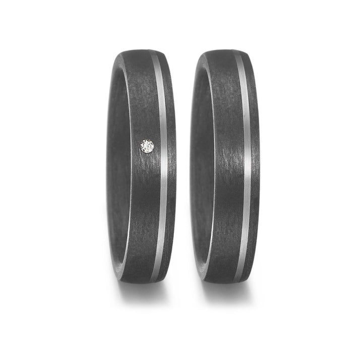 Ehe - Partnerringe aus Titan und Carbon mit Diamant ink. Gravur | AB 3936