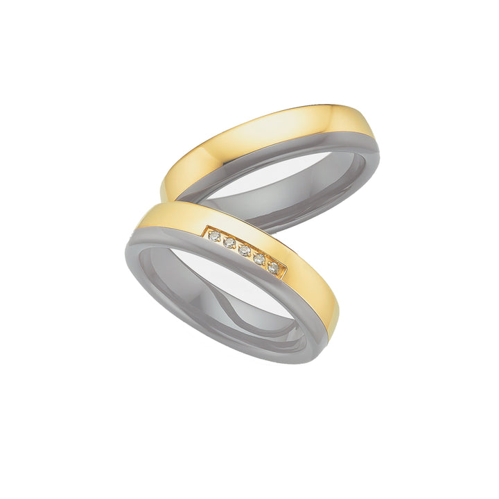 Ehe- Freundschaftsringe aus Titan und Keramik mit Zirkonia ink.  Gravur | AB 4730