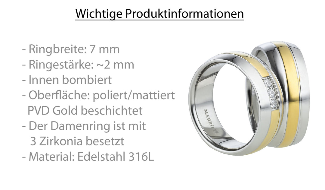 Angebot Partnerringe aus Edelstahl mit Zirkonia ink.  Gravur | AB 616