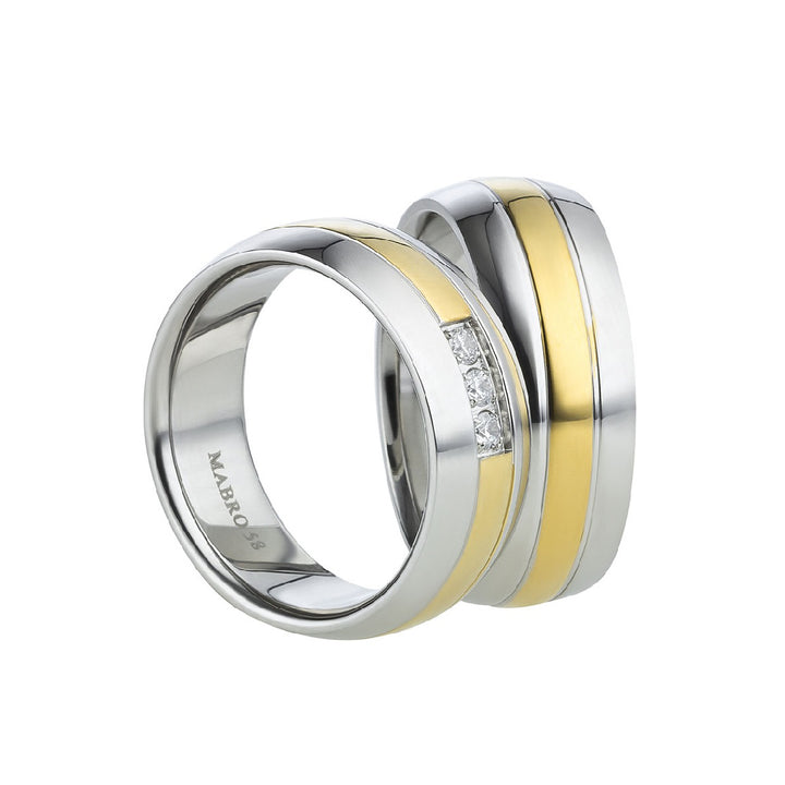 Angebot Partnerringe aus Edelstahl mit Zirkonia ink.  Gravur | AB 616