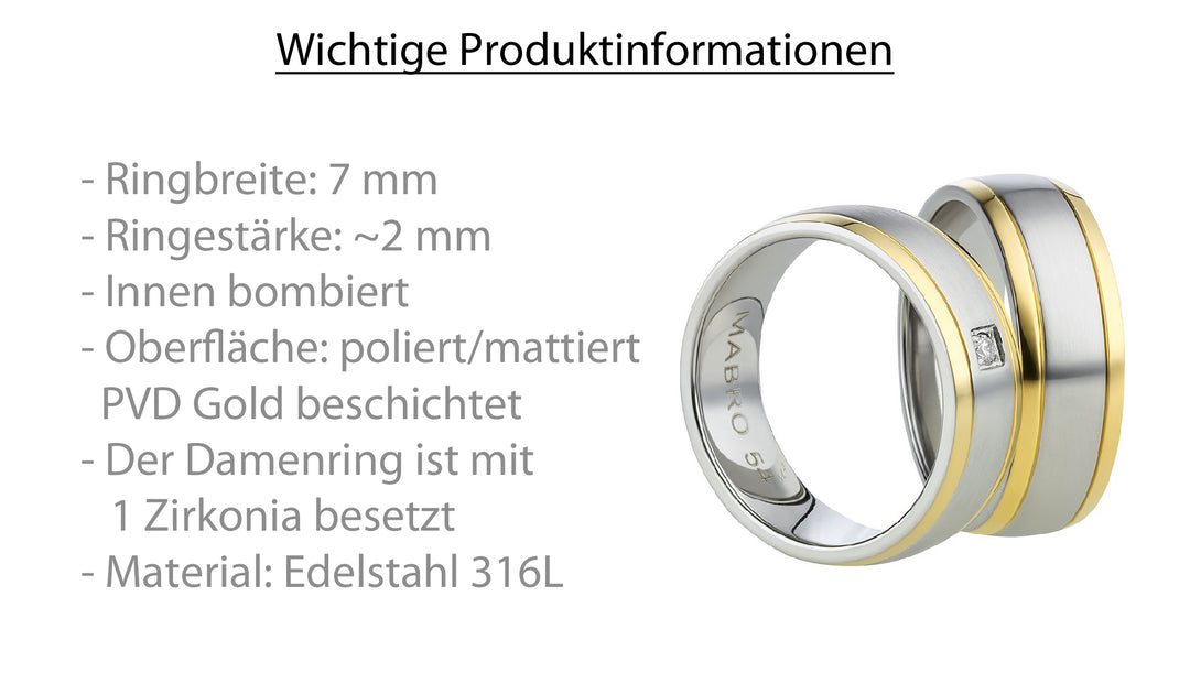 Angebot Freundschaftsringe aus Edelstahl mit Zirkonia ink.  Gravur | AB 618
