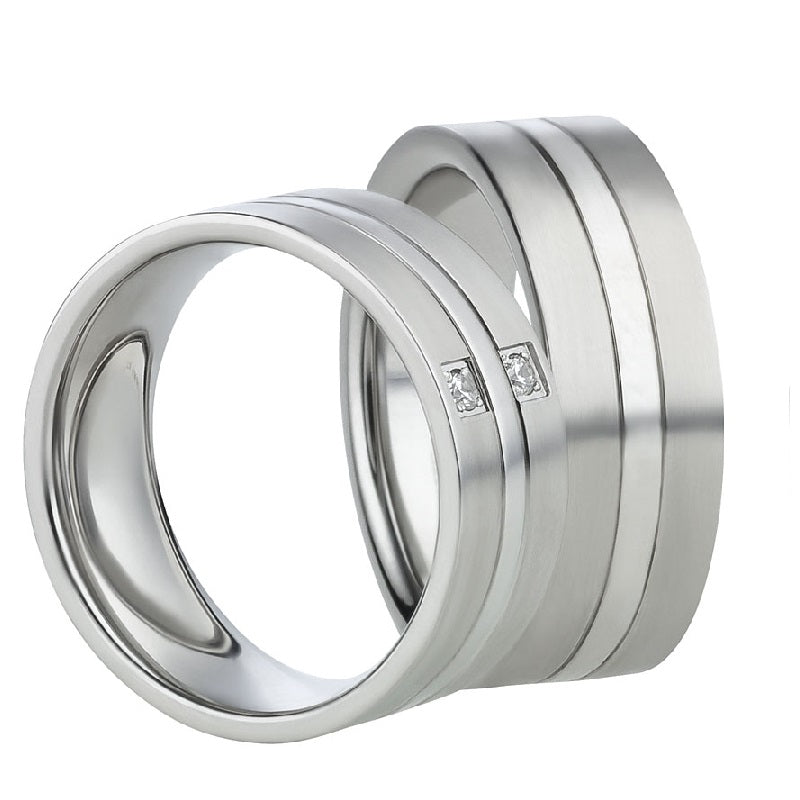 Angebot Freundschaftsringe aus Edelstahl mit Zirkonia ink.  Gravur | AB 620