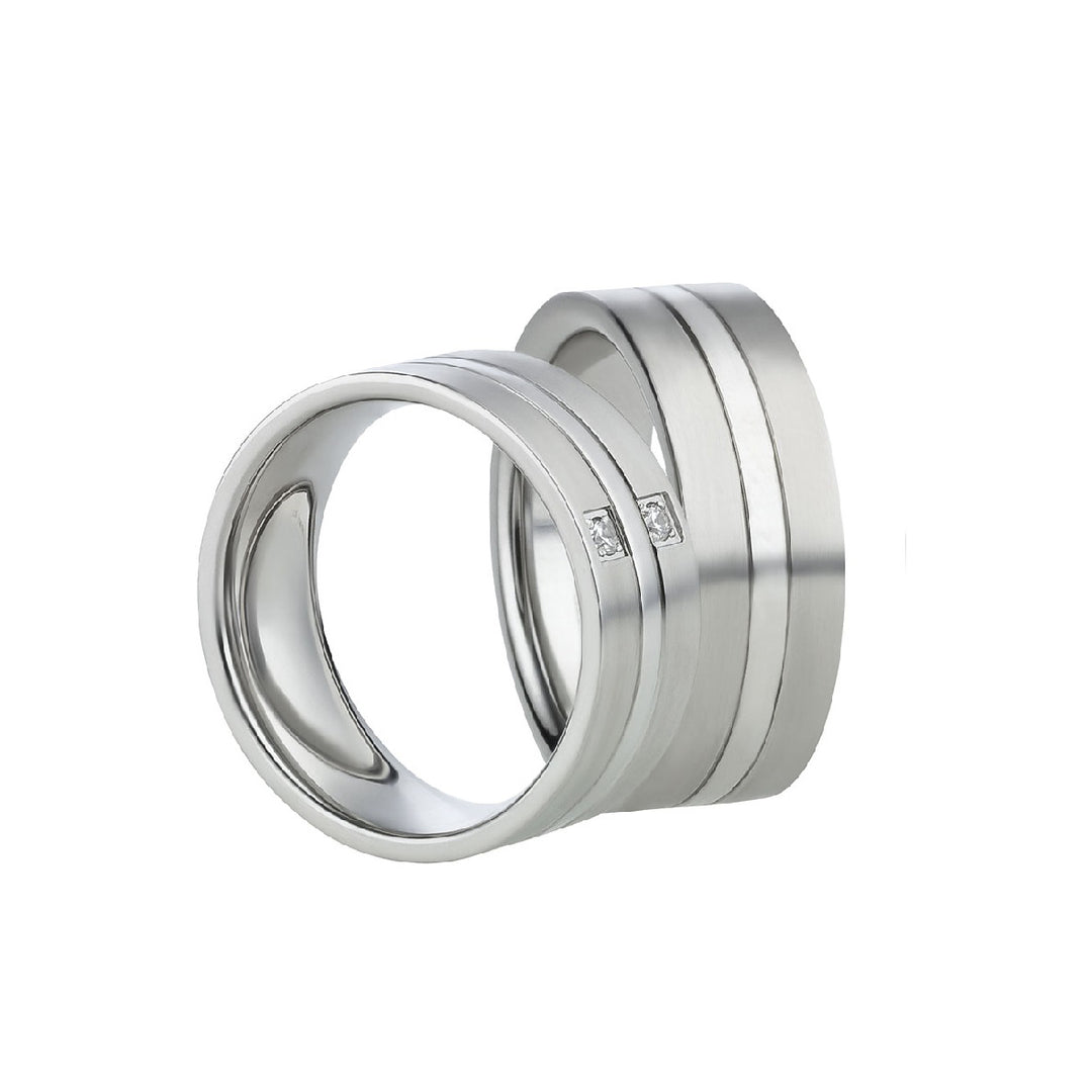 Angebot Freundschaftsringe aus Edelstahl mit Zirkonia ink.  Gravur | AB 620