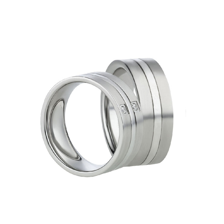 Angebot Freundschaftsringe aus Edelstahl mit Zirkonia ink.  Gravur | AB 620