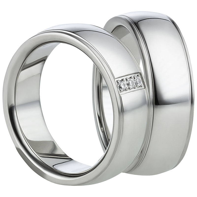 Angebot Partnerringe aus Edelstahl mit Zirkonia ink.  Gravur | AB 622