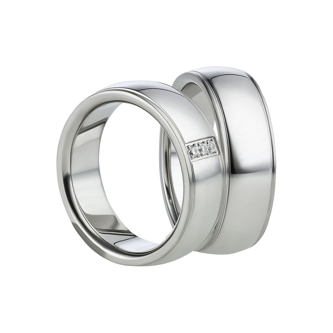 Angebot Partnerringe aus Edelstahl mit Zirkonia ink.  Gravur | AB 622