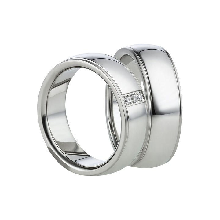 Angebot Partnerringe aus Edelstahl mit Zirkonia ink.  Gravur | AB 622