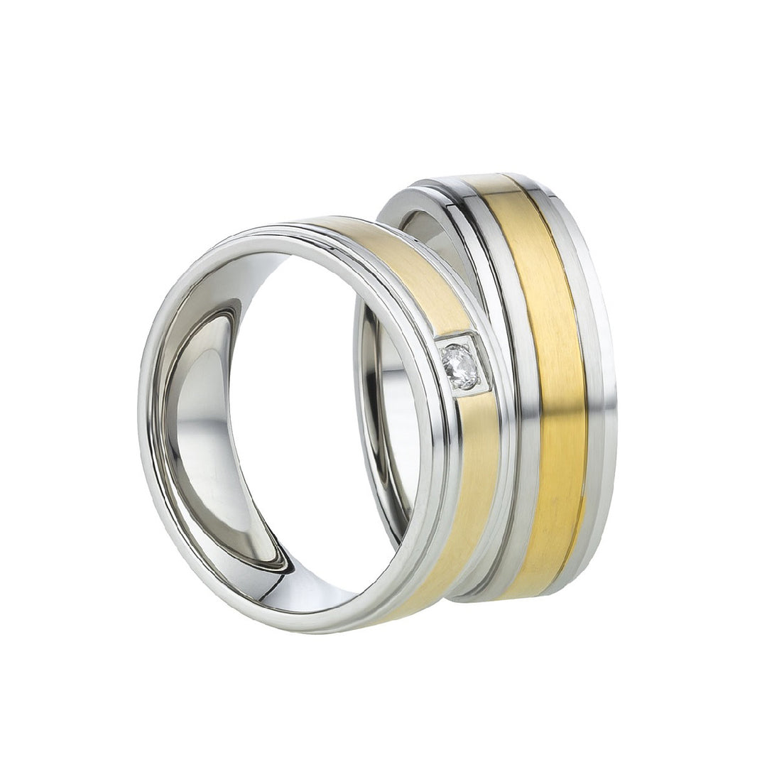 Angebot Partnerringe aus Edelstahl mit Zirkonia ink.  Gravur | AB 624