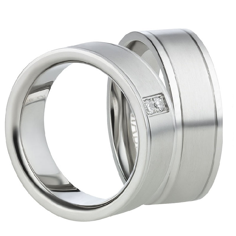 Angebot Partnerringe aus Edelstahl mit Zirkonia ink.  Gravur | AB 626