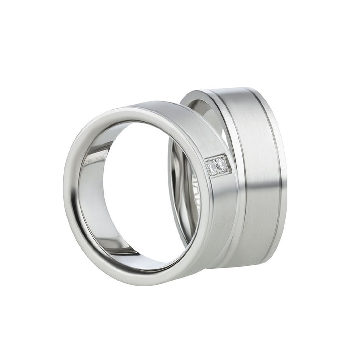 Angebot Partnerringe aus Edelstahl mit Zirkonia ink.  Gravur | AB 626