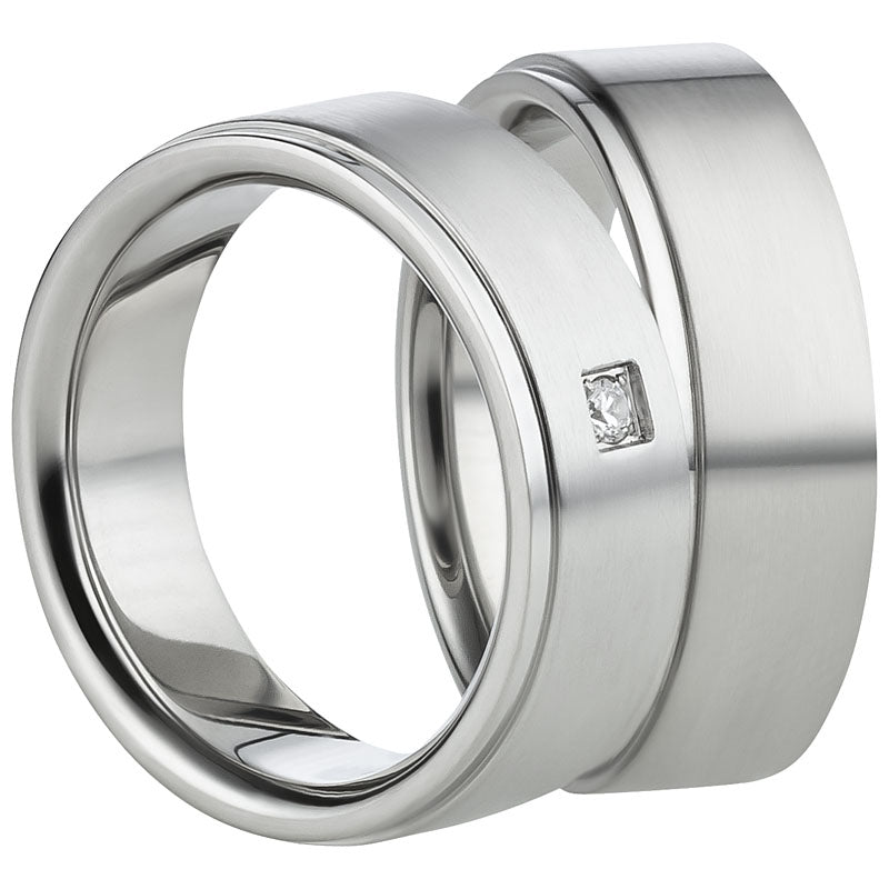 Angebot Freundschaftsringe aus Edelstahl mit Zirkonia ink.  Gravur | AB 628