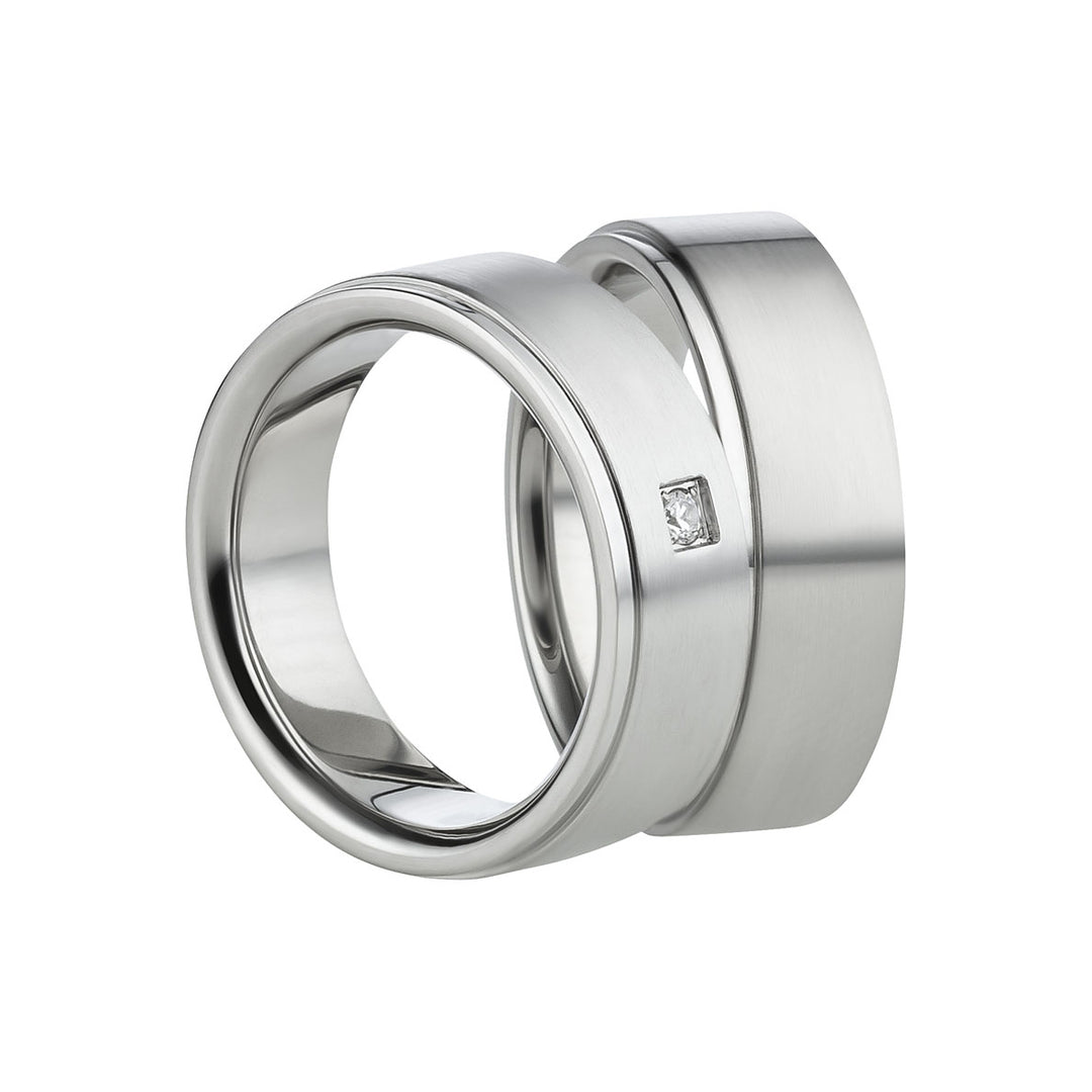 Angebot Freundschaftsringe aus Edelstahl mit Zirkonia ink.  Gravur | AB 628