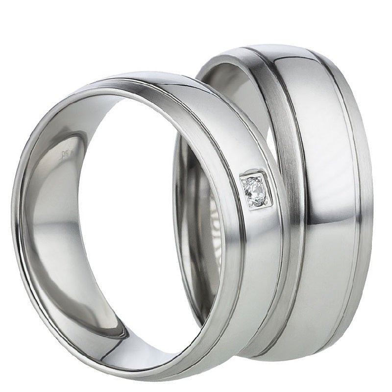 Angebot Freundschaftsringe aus Edelstahl mit Zirkonia ink.  Gravur | AB 630