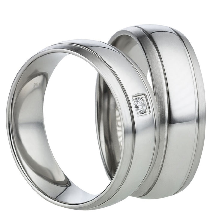 Angebot Freundschaftsringe aus Edelstahl mit Zirkonia ink.  Gravur | AB 630