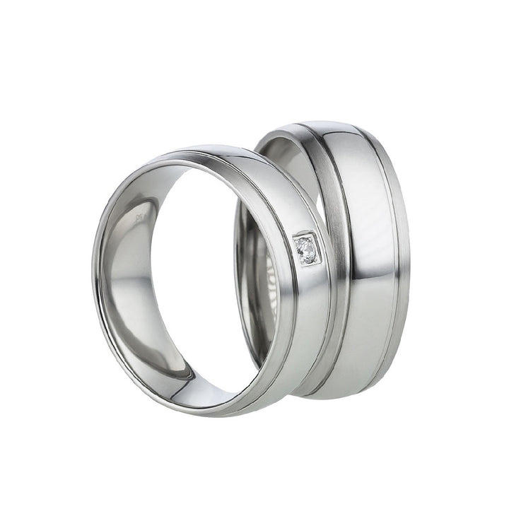 Angebot Freundschaftsringe aus Edelstahl mit Zirkonia ink.  Gravur | AB 630