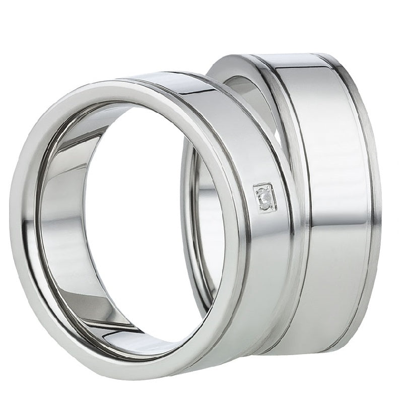 Angebot Freundschaftsringe aus Edelstahl mit Zirkonia ink.  Gravur | AB 632