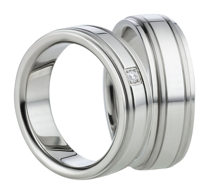 Angebot Freundschaftsringe aus Edelstahl mit Zirkonia ink.  Gravur | AB 636