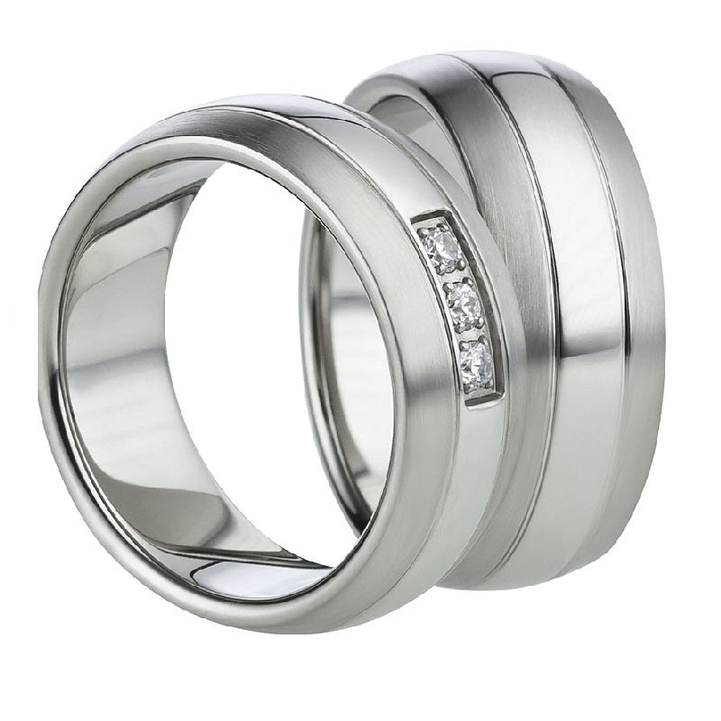 Angebot Partnerringe aus Edelstahl mit Zirkonia ink.  Gravur | AB 638