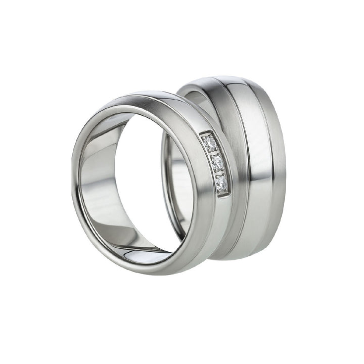 Angebot Partnerringe aus Edelstahl mit Zirkonia ink.  Gravur | AB 638