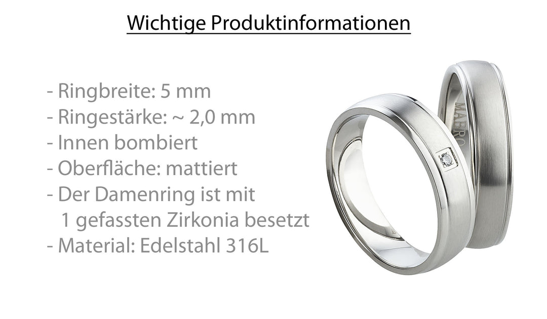 Freundschaftsringe aus Edelstahl mit Zirkonia ink.  Gravur | AB 820
