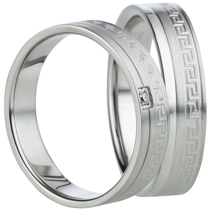 Freundschaftsringe aus Edelstahl mit Zirkonia ink.  Gravur | AB 830