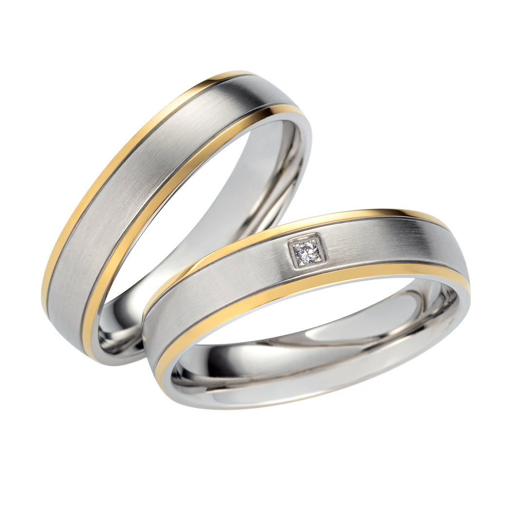 Freundschaftsringe aus Edelstahl mit Zirkonia ink.  Gravur | AB 836