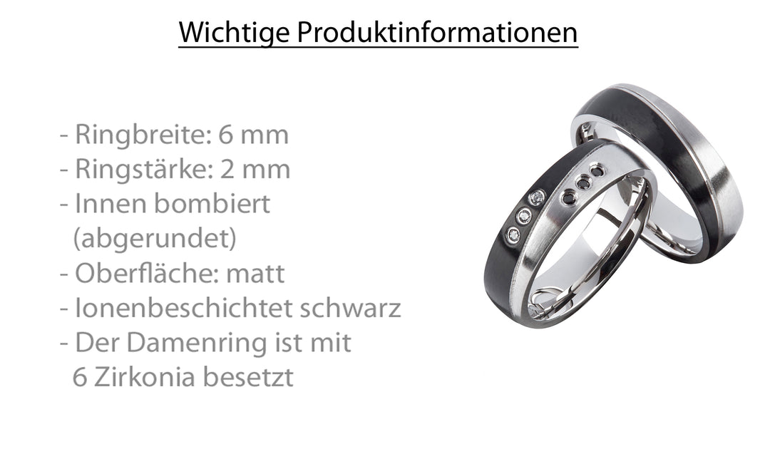 Freundschaftsringe aus Edelstahl mit Zirkonia ink.  Gravur | AB3140