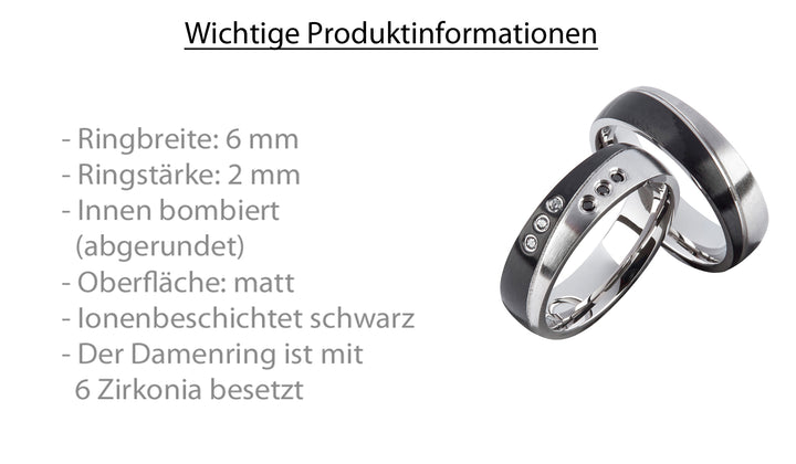 Freundschaftsringe aus Edelstahl mit Zirkonia ink.  Gravur | AB3140