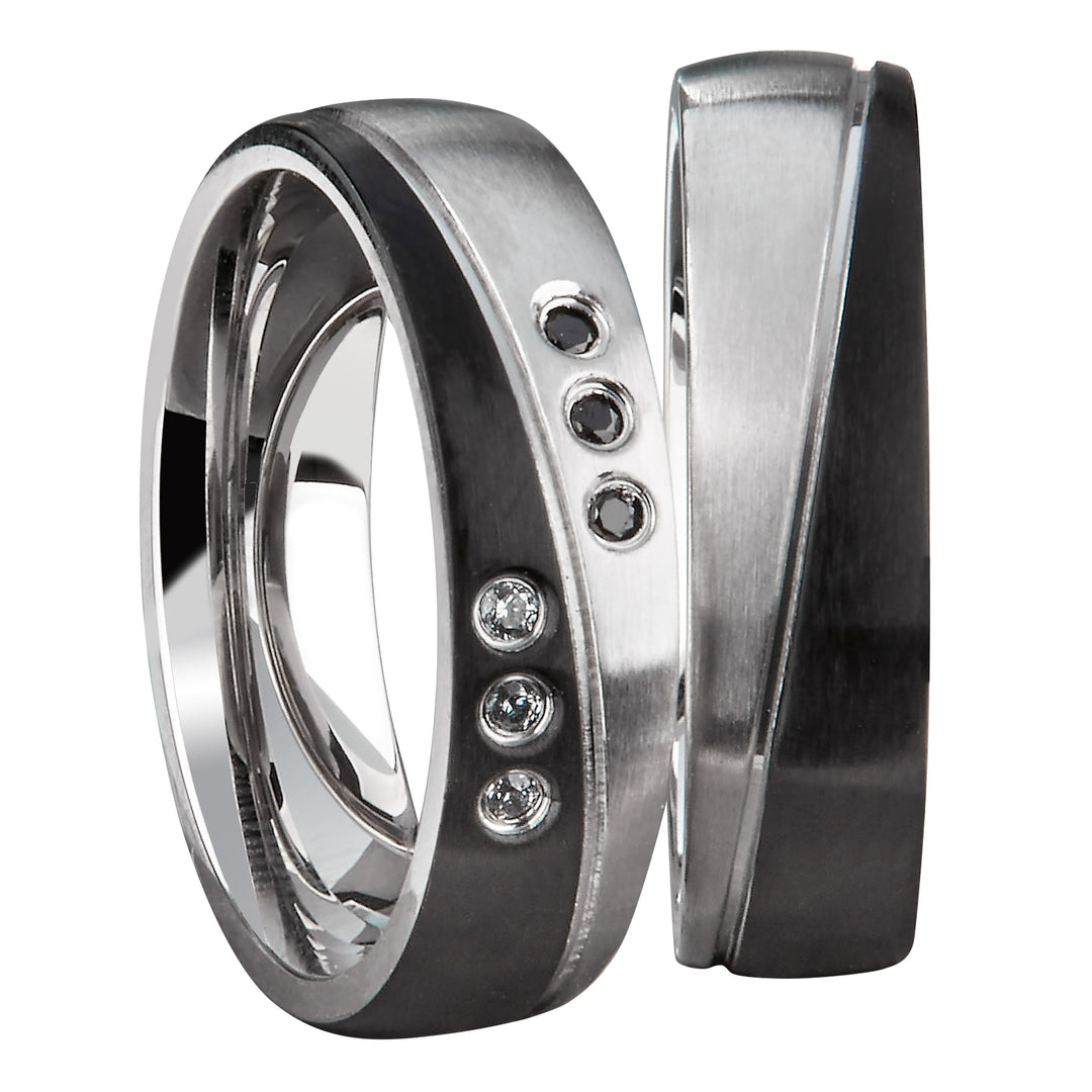 Freundschaftsringe aus Edelstahl mit Zirkonia ink.  Gravur | AB3140