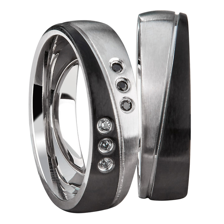 Freundschaftsringe aus Edelstahl mit Zirkonia ink.  Gravur | AB3140