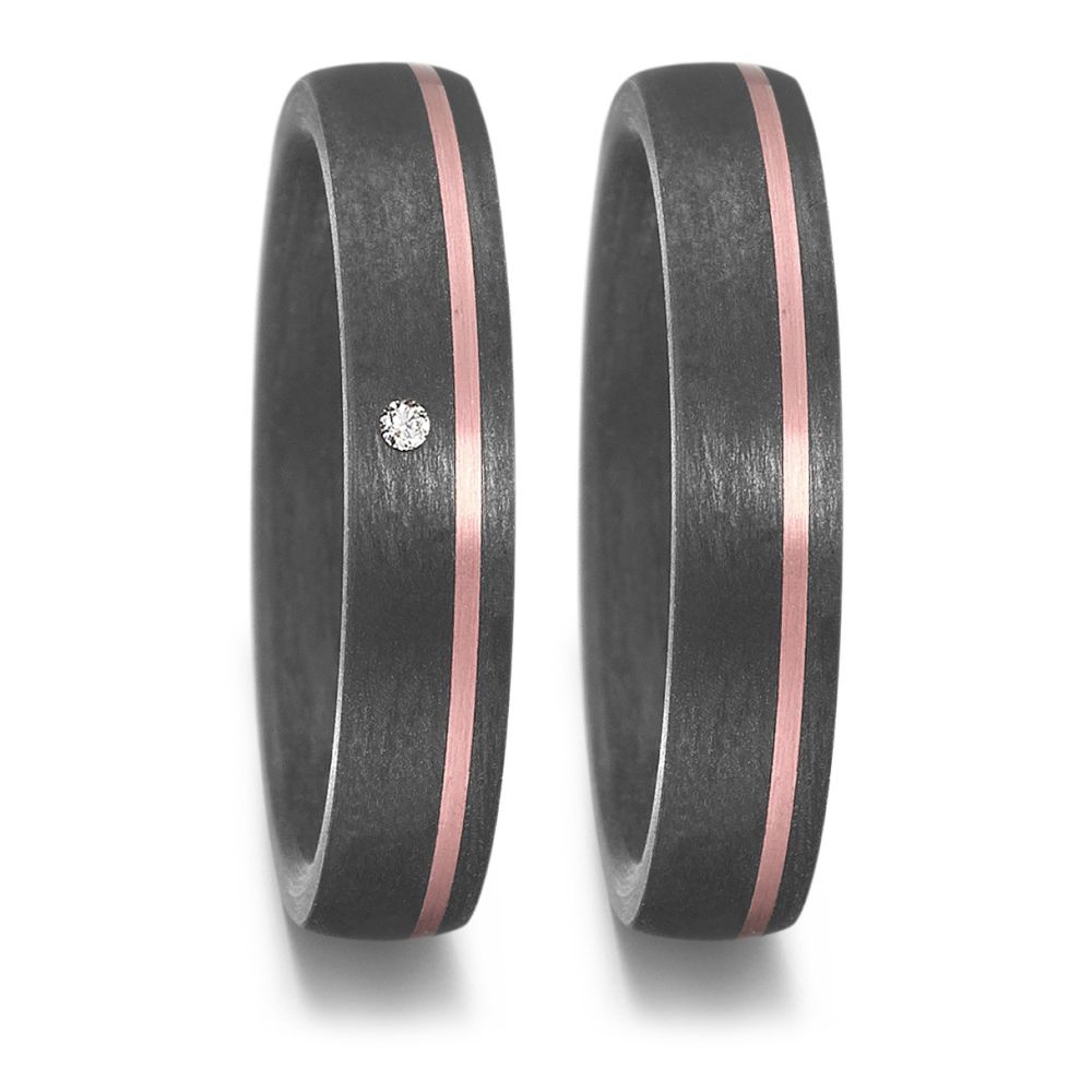 Ehe - Partnerringe aus Titan und Carbon mit Diamant ink. Gravur | AB 3934