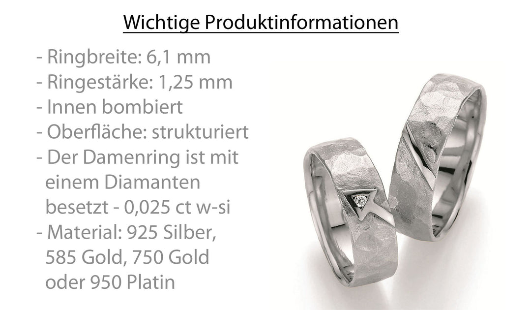 Symbolringe Amor - Eheringe aus Silber, Gold oder Platin mit Diamant ink. Garantie und Gravur 66-51010 Amor