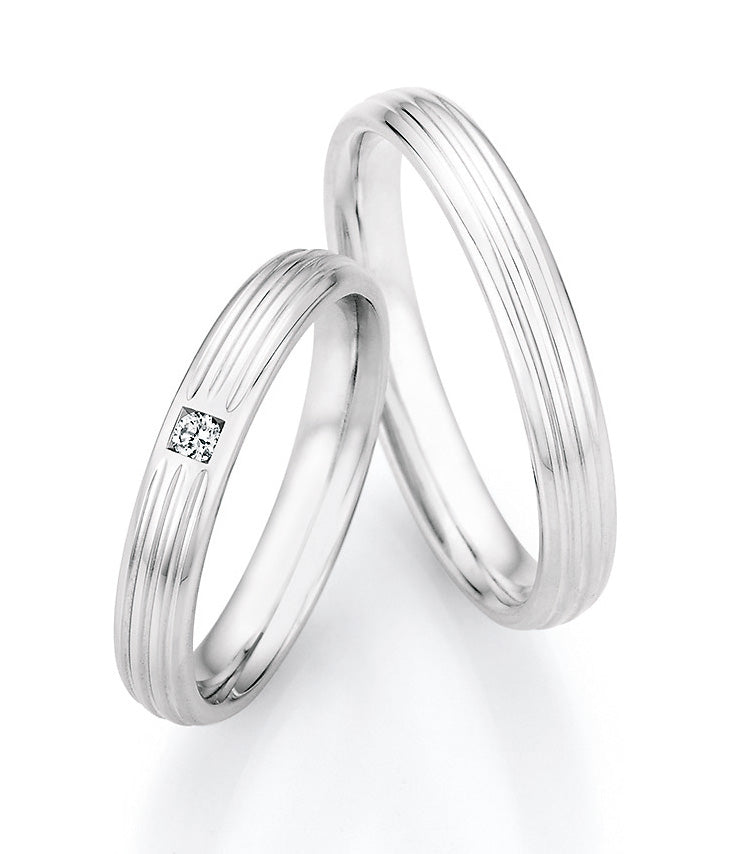 Verlobungsringe, Ehe- Partnerringe aus 925 Silber mit Diamant ink.  Gravur | CR55-33010