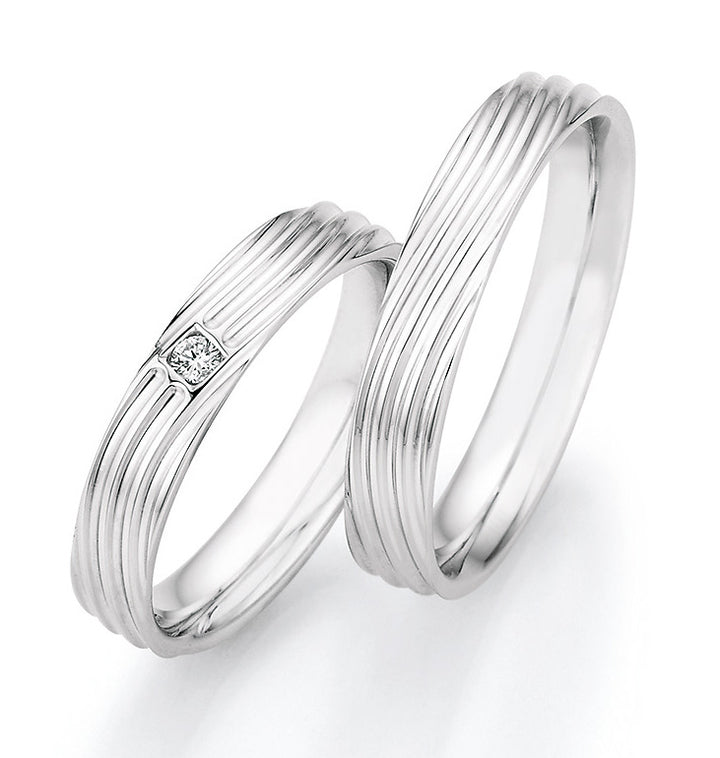 Verlobungsringe, Ehe- Partnerringe aus 925 Silber mit Diamant ink.  Gravur | CR55-33030