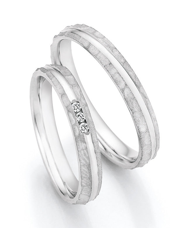 Verlobungsringe, Ehe- Partnerringe aus 925 Silber mit Diamant ink.  Gravur | CR55-33050