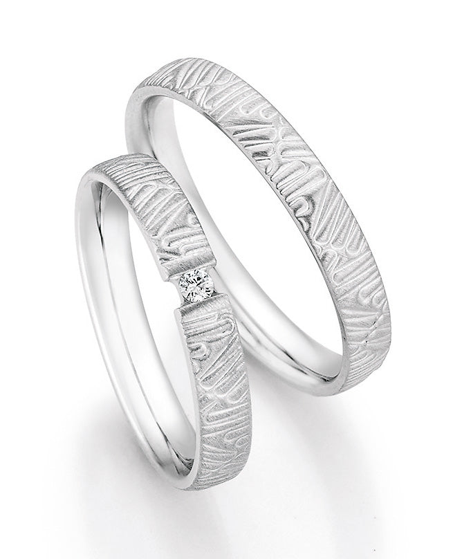 Verlobungsringe, Ehe- Partnerringe aus 925 Silber mit Diamant ink.  Gravur | CR55-33070