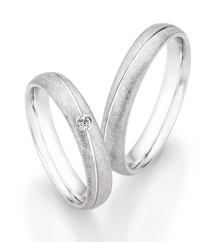 Verlobungsringe, Ehe- Partnerringe aus 925 Silber mit Diamant ink.  Gravur | CR55-33090