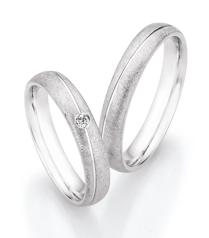 Verlobungsringe, Ehe- Partnerringe aus 925 Silber mit Diamant ink.  Gravur | CR55-33090