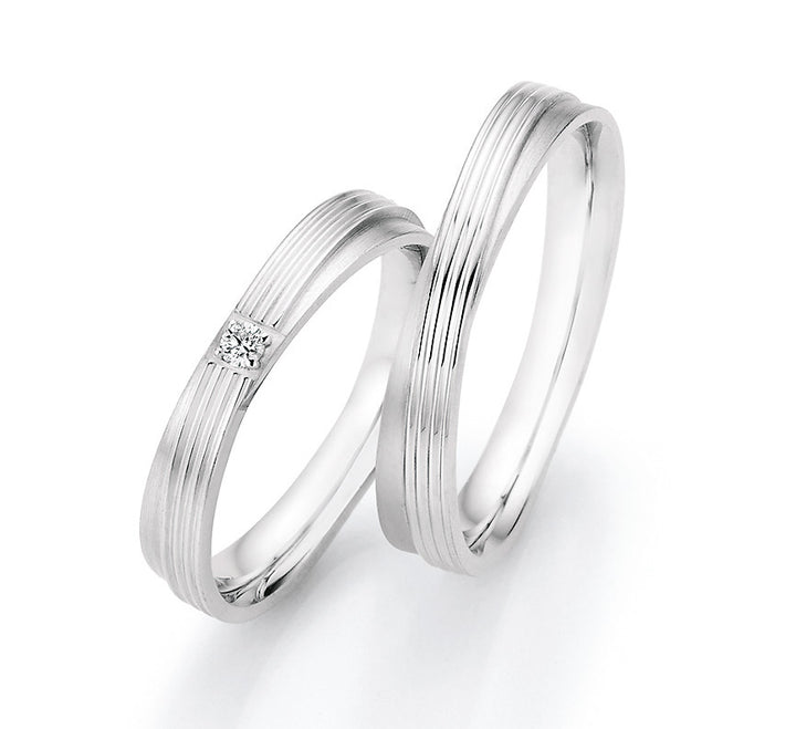 Verlobungsringe, Ehe- Partnerringe aus 925 Silber mit Diamant mit  Gravur | CR55-33110
