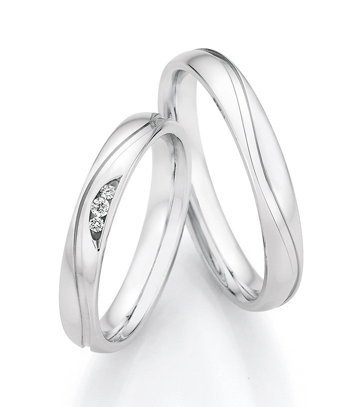 Verlobungsringe, Ehe- Partnerringe aus 925 Silber mit Diamant mit  Gravur | CR55-33150