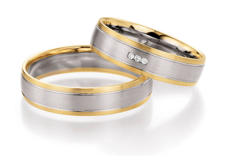 Trauring Bicolor Gold Platin Palladium mit Diamant ink. Garantie und Gravur 66-10280 GWG