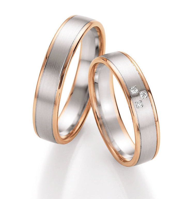 Trauring Bicolor Gold Platin Palladium mit Diamant ink. Garantie und Gravur 66-10290 RWR