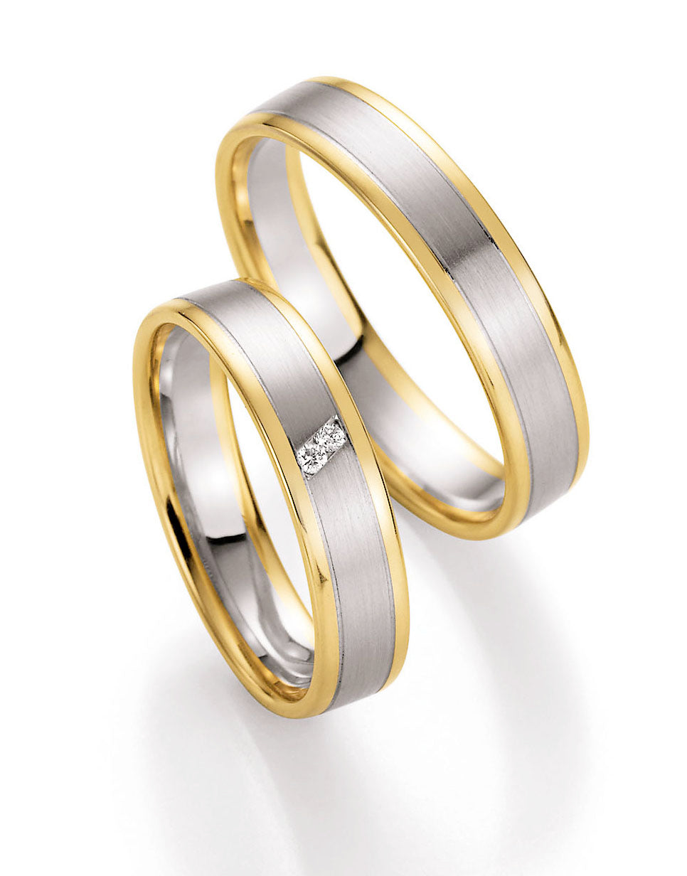 Trauring Bicolor Gold Platin Palladium mit Diamant ink. Garantie und Gravur 66-10310 GWG