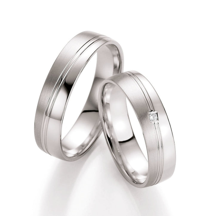 Trauring Gold Platin Palladium mit Diamant ink. Garantie und Gravur 66-10330