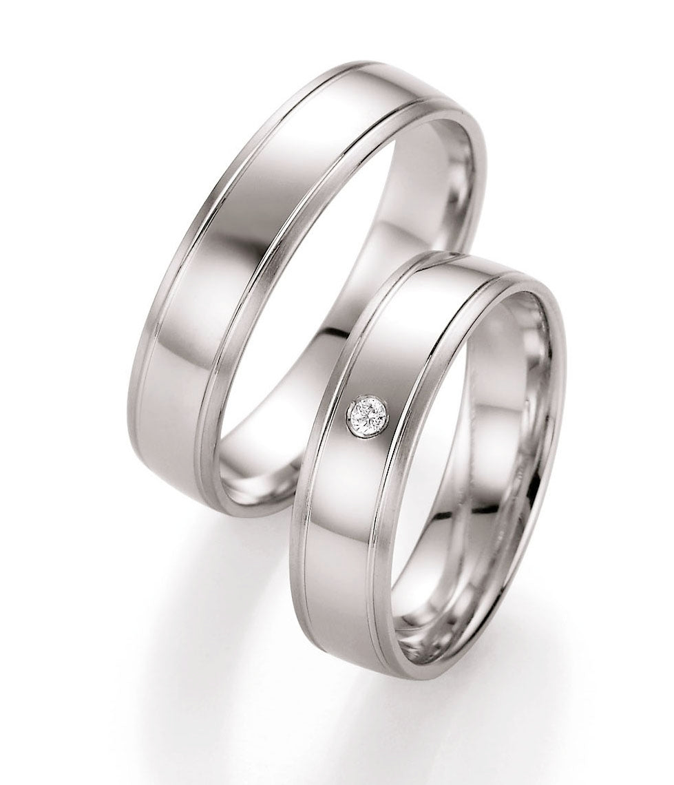 Trauring Gold Platin Palladium mit Diamant ink. Garantie und Gravur 66-10350