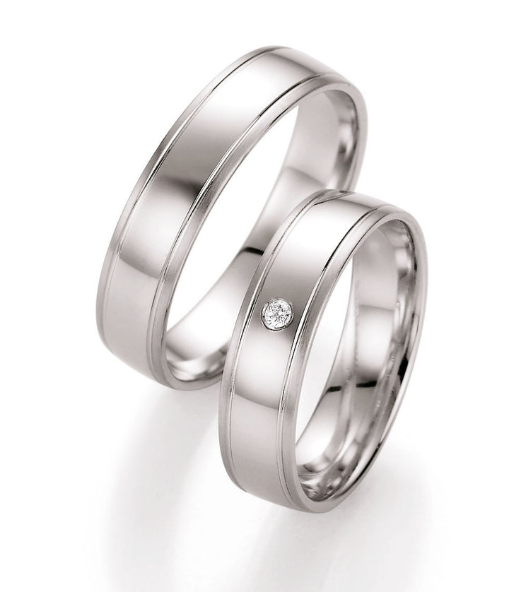 Trauring Gold Platin Palladium mit Diamant ink. Garantie und Gravur 66-10350