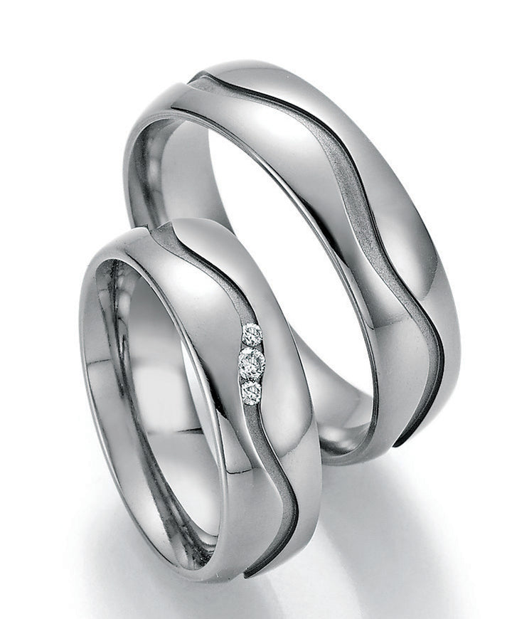 Trauringe Titan mit Diamant ink. Garantie und Gravur 77-20090