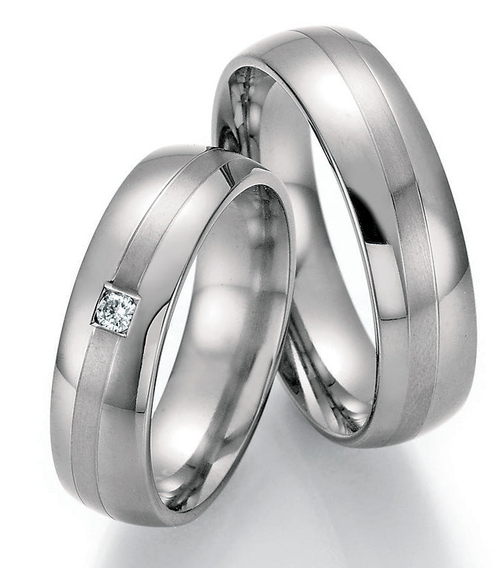 Trauringe Titan mit Diamant ink. Garantie und Gravur 77-20110